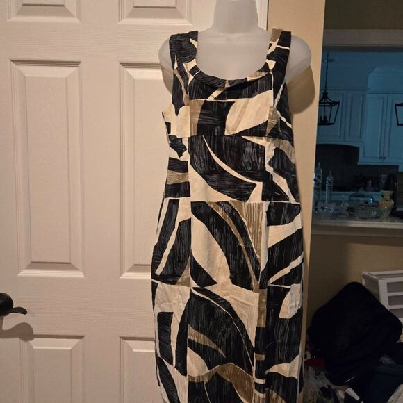Weekend Max Mara Sleeveless Cotton Printed Geometric Shift Dress Size 12 - Picture 4 of 16